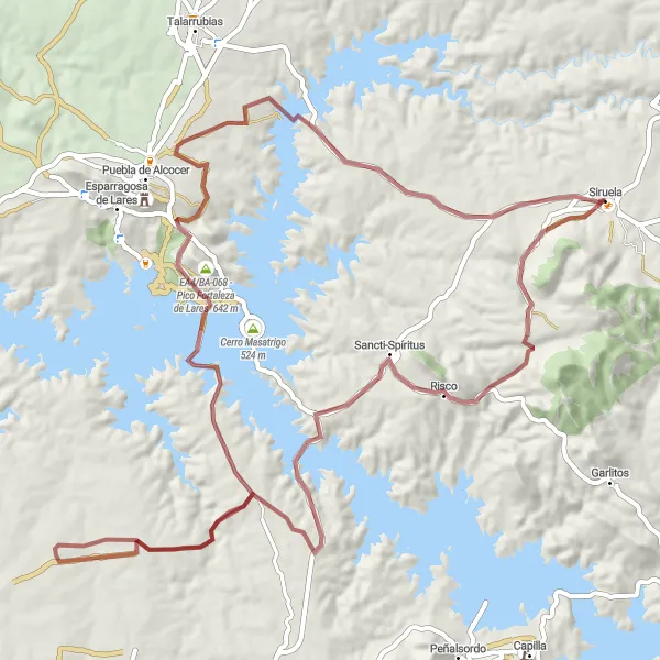 Miniatua del mapa de inspiración ciclista "Ruta de Exploración Natural" en Extremadura, Spain. Generado por Tarmacs.app planificador de rutas ciclistas