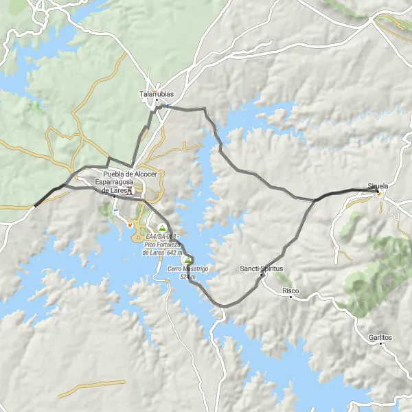 Miniatua del mapa de inspiración ciclista "Ruta de la Naturaleza" en Extremadura, Spain. Generado por Tarmacs.app planificador de rutas ciclistas