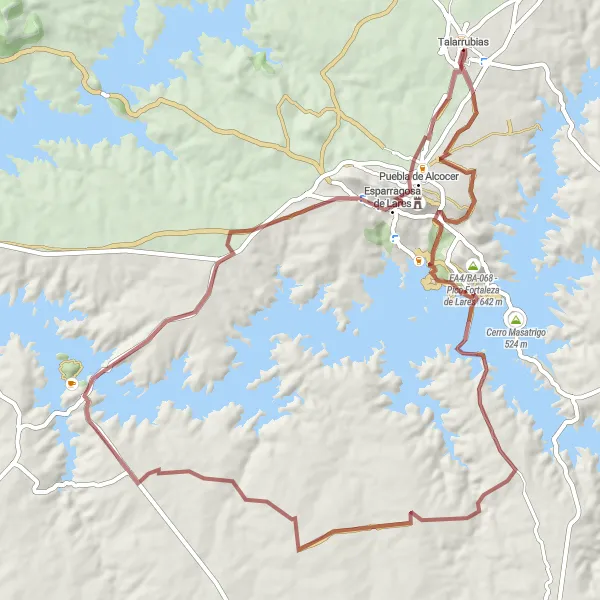 Miniatua del mapa de inspiración ciclista "Ruta de Galizuela" en Extremadura, Spain. Generado por Tarmacs.app planificador de rutas ciclistas