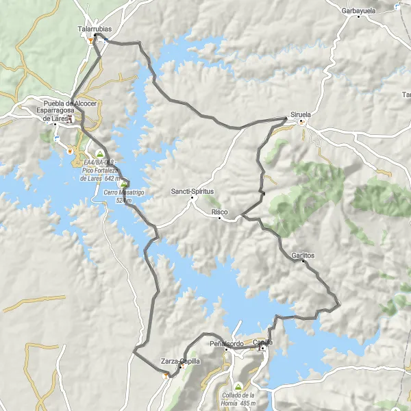 Miniatua del mapa de inspiración ciclista "Ruta del Peñón de la Tía Luisa" en Extremadura, Spain. Generado por Tarmacs.app planificador de rutas ciclistas