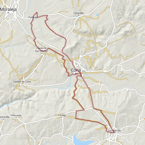Miniatua del mapa de inspiración ciclista "Ruta del Castillo de Coria" en Extremadura, Spain. Generado por Tarmacs.app planificador de rutas ciclistas