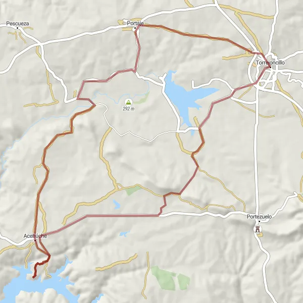 Miniatua del mapa de inspiración ciclista "Ruta de Acehúche y Portaje" en Extremadura, Spain. Generado por Tarmacs.app planificador de rutas ciclistas