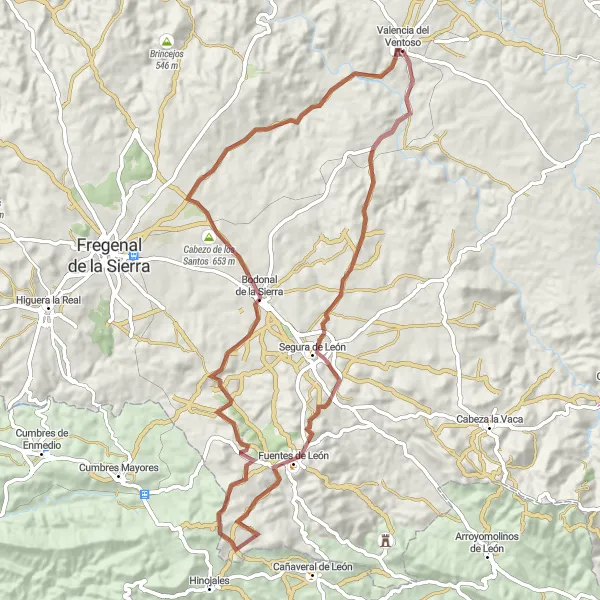 Miniatura mapy "Szlak przygody w Andaluzji" - trasy rowerowej w Extremadura, Spain. Wygenerowane przez planer tras rowerowych Tarmacs.app