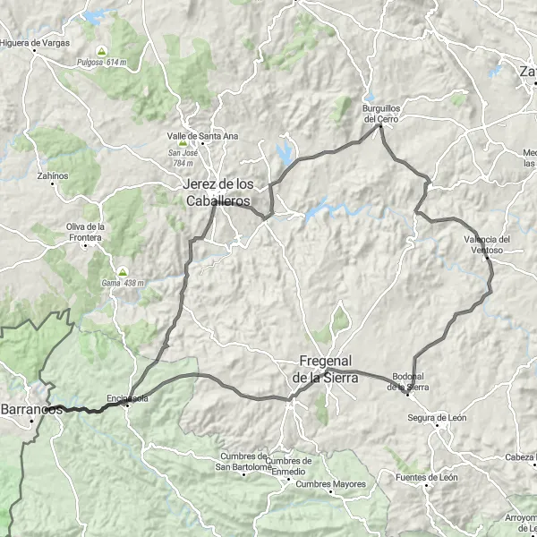 Map miniature of "Epic Adventure through Extremadura" cycling inspiration in Extremadura, Spain. Generated by Tarmacs.app cycling route planner