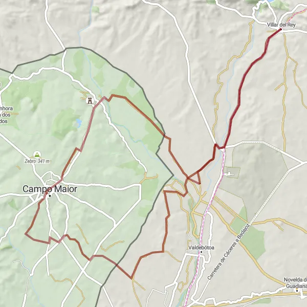 Miniatua del mapa de inspiración ciclista "Ruta de los Castillos" en Extremadura, Spain. Generado por Tarmacs.app planificador de rutas ciclistas