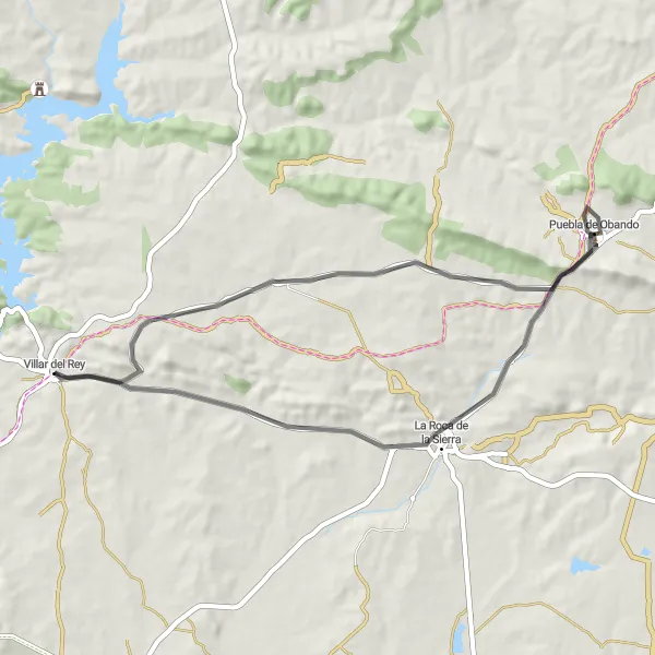 Miniatua del mapa de inspiración ciclista "Ruta de los Monumentos y la Tranquilidad" en Extremadura, Spain. Generado por Tarmacs.app planificador de rutas ciclistas