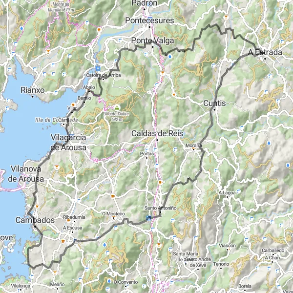 Map miniature of "The Great Tour of San Cibrán" cycling inspiration in Galicia, Spain. Generated by Tarmacs.app cycling route planner