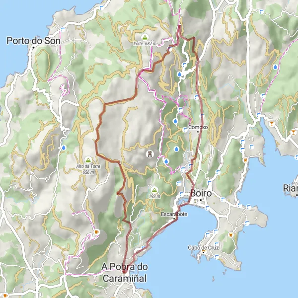 Miniaturní mapa "Kamenné cesty kolem A Pobra do Caramiñal" inspirace pro cyklisty v oblasti Galicia, Spain. Vytvořeno pomocí plánovače tras Tarmacs.app