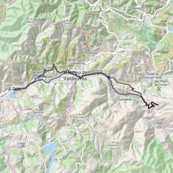 Map miniature of "Valdeorras Loop" cycling inspiration in Galicia, Spain. Generated by Tarmacs.app cycling route planner