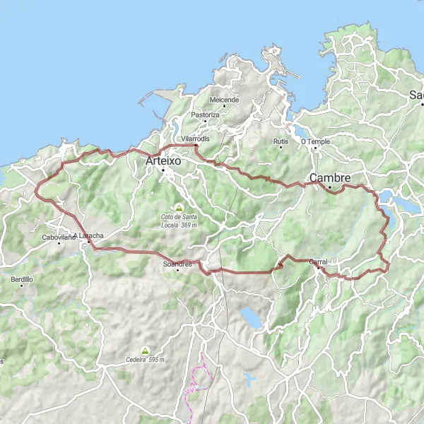 Miniatua del mapa de inspiración ciclista "Ruta de Ciclismo Gravel desde Abegondo" en Galicia, Spain. Generado por Tarmacs.app planificador de rutas ciclistas