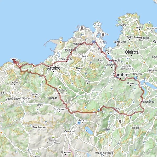Miniatua del mapa de inspiración ciclista "Ruta por paisajes únicos de Galicia" en Galicia, Spain. Generado por Tarmacs.app planificador de rutas ciclistas