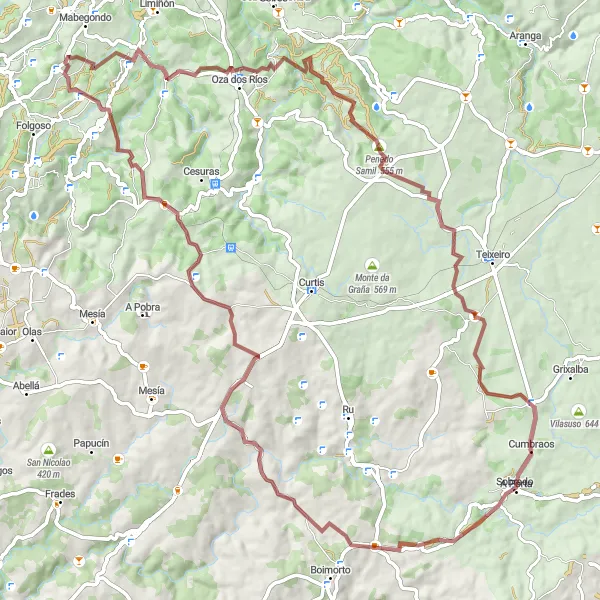 Miniatua del mapa de inspiración ciclista "Explora la belleza rural de Galicia en bicicleta" en Galicia, Spain. Generado por Tarmacs.app planificador de rutas ciclistas