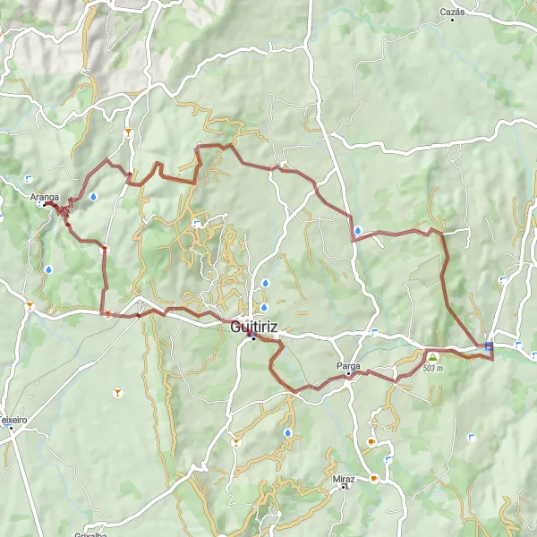 Karten-Miniaturansicht der Radinspiration "Rundumtour Aranga - Castelo da Pobra - Congostro" in Galicia, Spain. Erstellt vom Tarmacs.app-Routenplaner für Radtouren