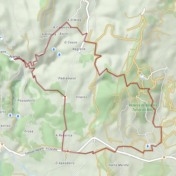 Miniature de la carte de l'inspiration cycliste "Tour de la Pena das Cruces" dans la Galicia, Spain. Générée par le planificateur d'itinéraire cycliste Tarmacs.app