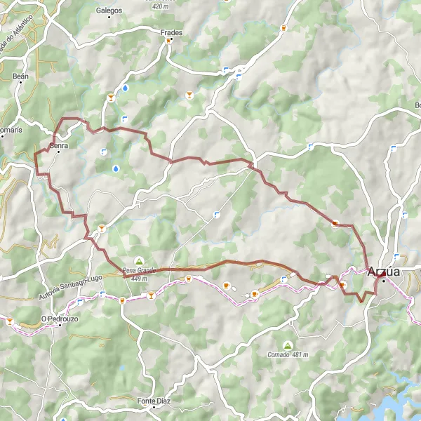 Miniatua del mapa de inspiración ciclista "Ruta de los Montes de Burato" en Galicia, Spain. Generado por Tarmacs.app planificador de rutas ciclistas