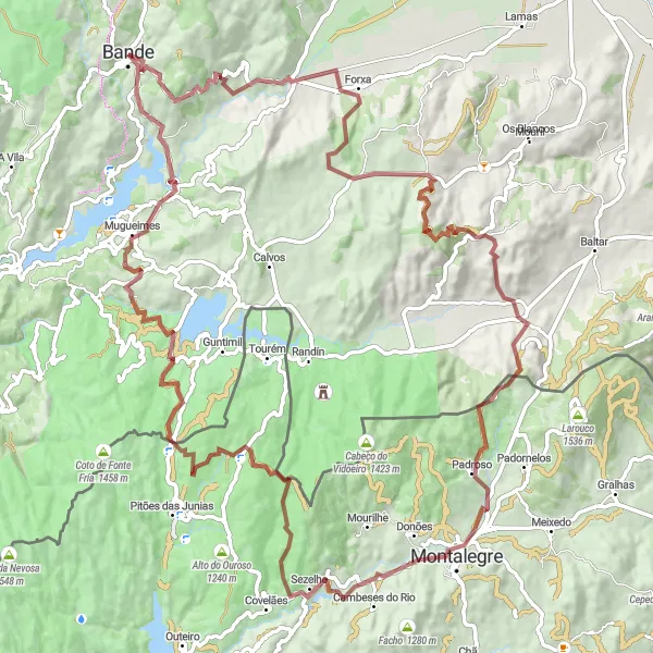Miniature de la carte de l'inspiration cycliste "Circuit de Bande et ses environs" dans la Galicia, Spain. Générée par le planificateur d'itinéraire cycliste Tarmacs.app