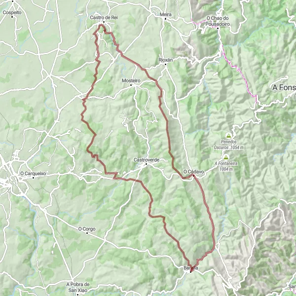 Miniatua del mapa de inspiración ciclista "Aventura Gravel a través de Galicia" en Galicia, Spain. Generado por Tarmacs.app planificador de rutas ciclistas