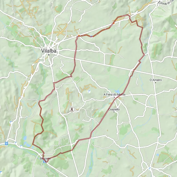 Karten-Miniaturansicht der Radinspiration "Rundweg von Begonte: Natur und Kultur vereint" in Galicia, Spain. Erstellt vom Tarmacs.app-Routenplaner für Radtouren