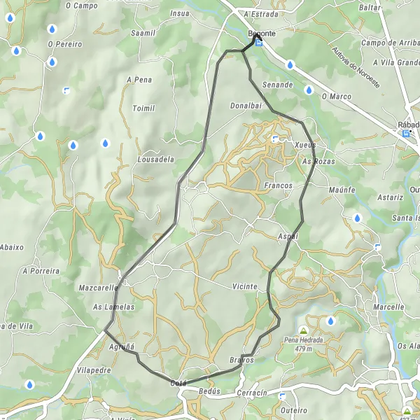 Karten-Miniaturansicht der Radinspiration "Begonte Rundfahrt durch die Berge" in Galicia, Spain. Erstellt vom Tarmacs.app-Routenplaner für Radtouren