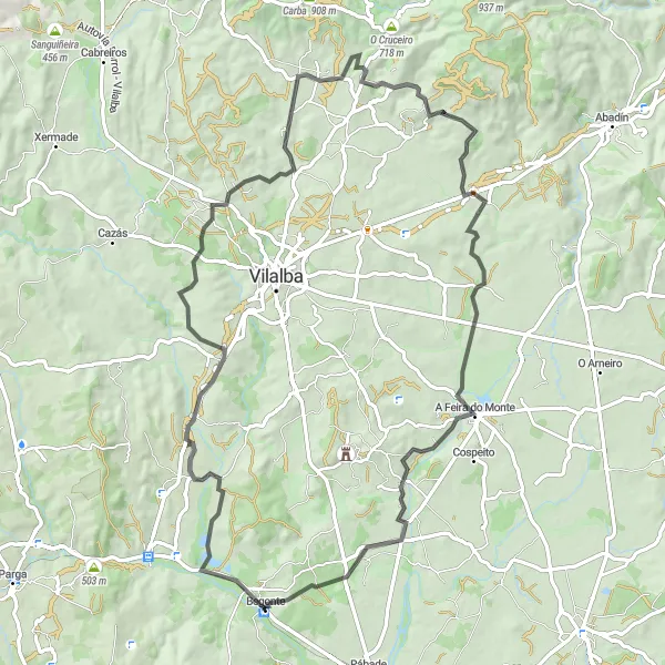 Karten-Miniaturansicht der Radinspiration "Bike-Tour durch die Natur von Begonte" in Galicia, Spain. Erstellt vom Tarmacs.app-Routenplaner für Radtouren