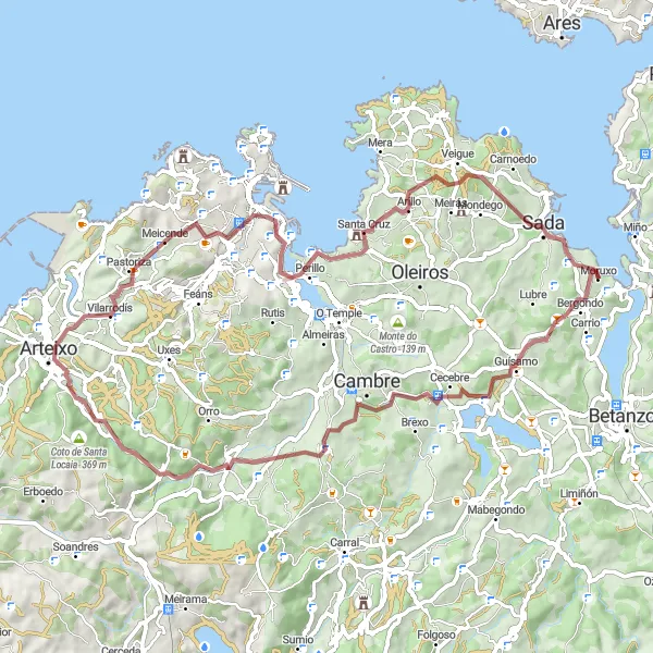 Miniatuurkaart van de fietsinspiratie "Rondrit Anceis en Castrillón" in Galicia, Spain. Gemaakt door de Tarmacs.app fietsrouteplanner