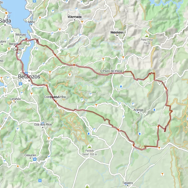 Karten-Miniaturansicht der Radinspiration "Gravel-Tour von Bergondo nach Trasmil" in Galicia, Spain. Erstellt vom Tarmacs.app-Routenplaner für Radtouren