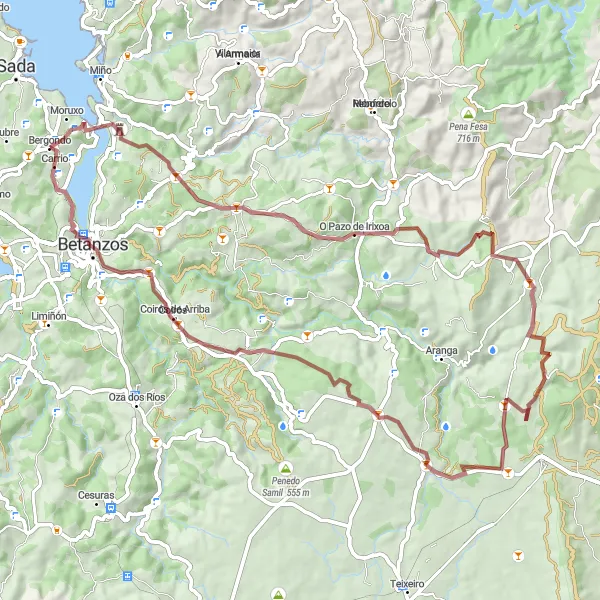 Miniatuurkaart van de fietsinspiratie "Ontdek Trasmil en Coirós per Gravelbike" in Galicia, Spain. Gemaakt door de Tarmacs.app fietsrouteplanner