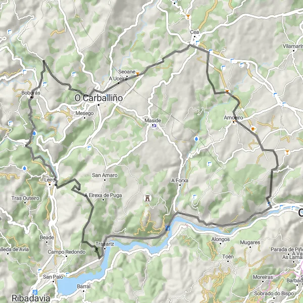 Miniaturní mapa "Pitoreskní Cestovní Kolečto-kamenný Cyklistický Okruh" inspirace pro cyklisty v oblasti Galicia, Spain. Vytvořeno pomocí plánovače tras Tarmacs.app