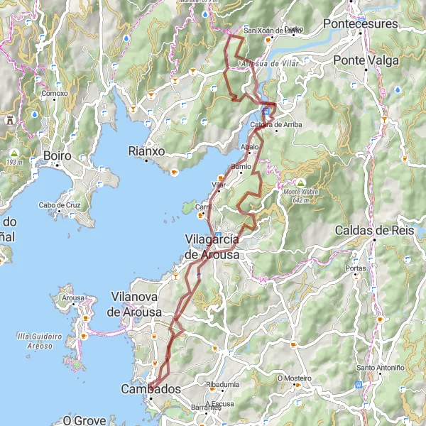 Map miniature of "Coastal Gravel Ride from Cambados" cycling inspiration in Galicia, Spain. Generated by Tarmacs.app cycling route planner