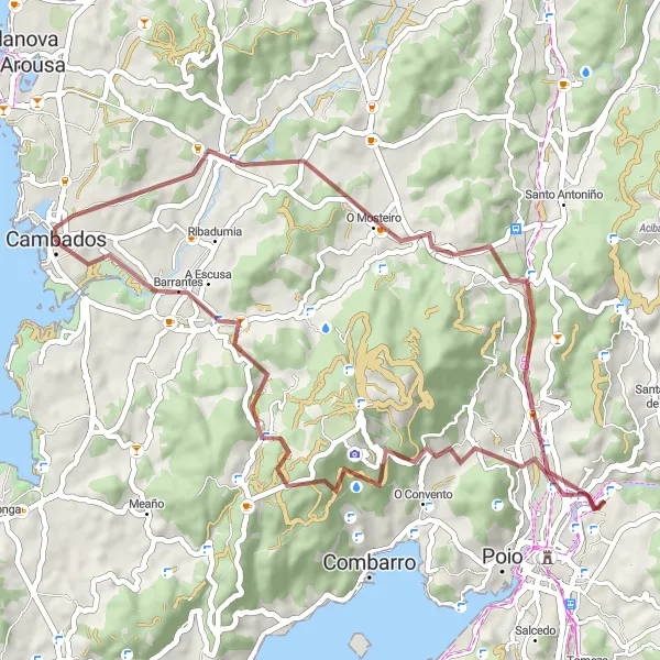 Miniaturní mapa "Exciting Gravel Cycling Adventure" inspirace pro cyklisty v oblasti Galicia, Spain. Vytvořeno pomocí plánovače tras Tarmacs.app