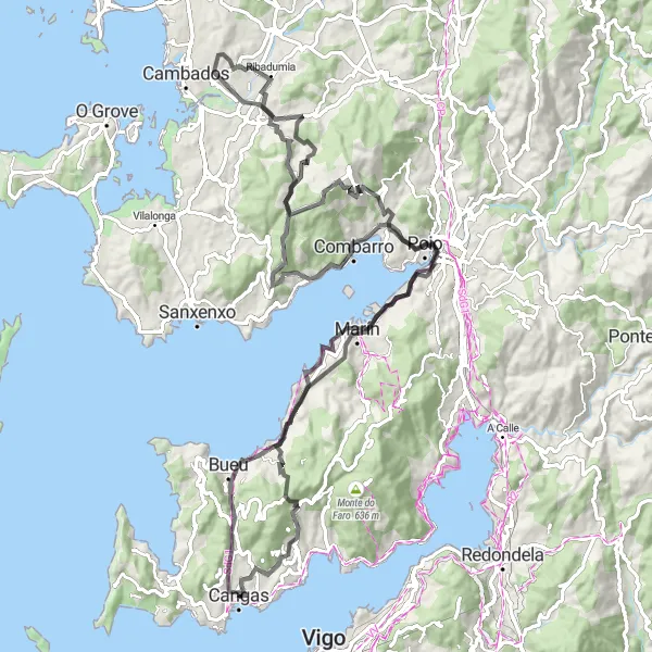 Map miniature of "Morrazo Grand Tour" cycling inspiration in Galicia, Spain. Generated by Tarmacs.app cycling route planner