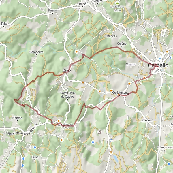 Miniaturní mapa "Gravel Tour to Podrizo and Cereo Vello" inspirace pro cyklisty v oblasti Galicia, Spain. Vytvořeno pomocí plánovače tras Tarmacs.app