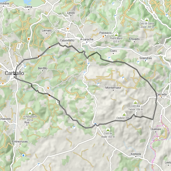 Miniatura mapy "Rowerowy szlak Carballo - As Labradas" - trasy rowerowej w Galicia, Spain. Wygenerowane przez planer tras rowerowych Tarmacs.app