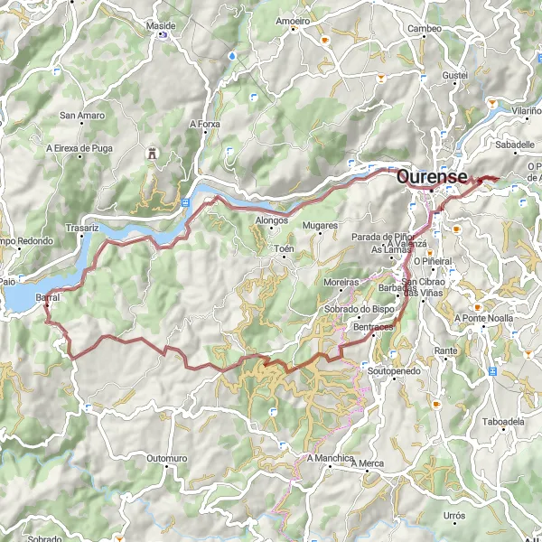 Karten-Miniaturansicht der Radinspiration "Gravelroute mit Blick auf Ponte do Milenio" in Galicia, Spain. Erstellt vom Tarmacs.app-Routenplaner für Radtouren