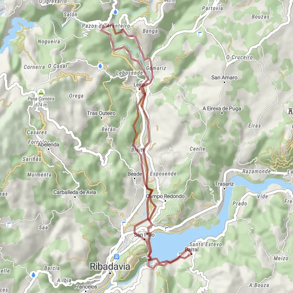 Miniatuurkaart van de fietsinspiratie "Rondrit van Castrelo de Miño" in Galicia, Spain. Gemaakt door de Tarmacs.app fietsrouteplanner