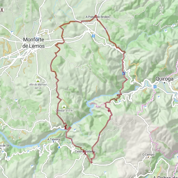 Map miniature of "Gravel Adventure" cycling inspiration in Galicia, Spain. Generated by Tarmacs.app cycling route planner