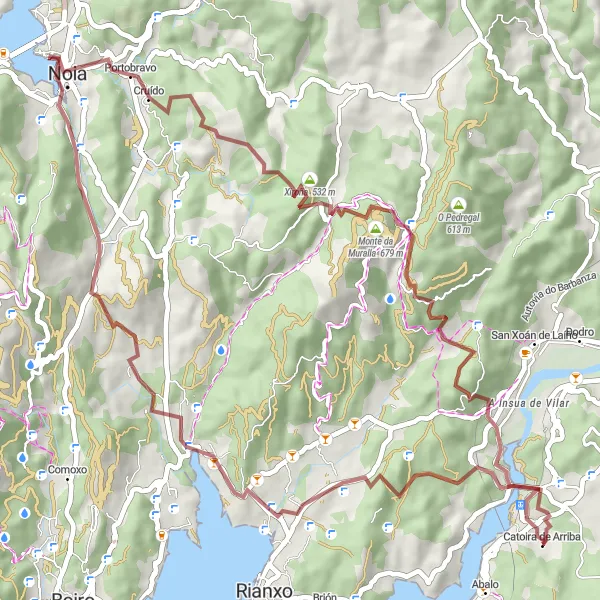 Miniatura della mappa di ispirazione al ciclismo "Giro in bicicletta al Torre Oeste" nella regione di Galicia, Spain. Generata da Tarmacs.app, pianificatore di rotte ciclistiche