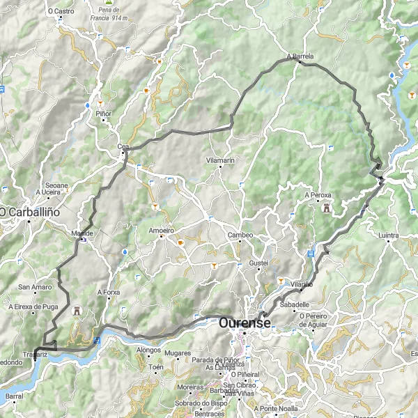 Map miniature of "Cultural and Natural Delights" cycling inspiration in Galicia, Spain. Generated by Tarmacs.app cycling route planner