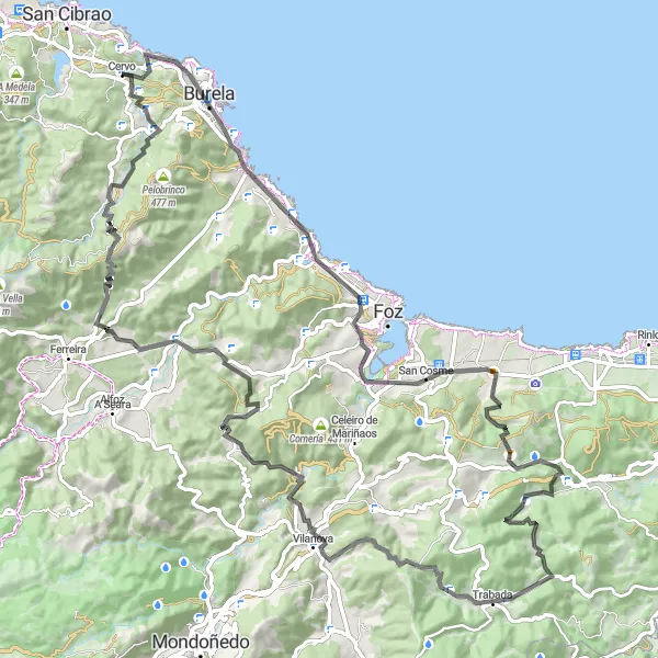 Miniaturní mapa "Galician Countryside Tour" inspirace pro cyklisty v oblasti Galicia, Spain. Vytvořeno pomocí plánovače tras Tarmacs.app