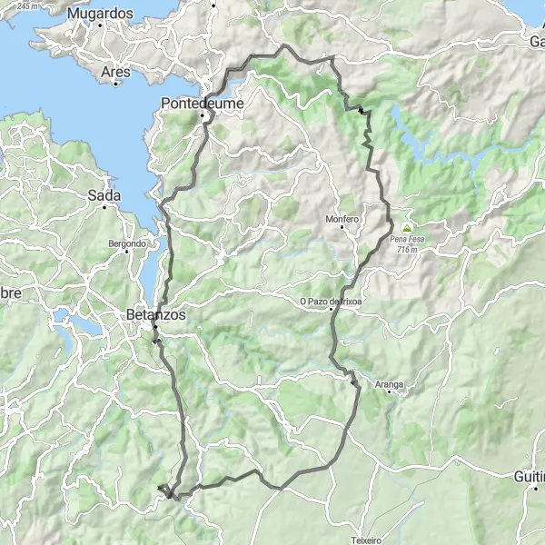 Miniatua del mapa de inspiración ciclista "Ruta de Ciclismo de Montaña de A Torre de San Bartolomeu" en Galicia, Spain. Generado por Tarmacs.app planificador de rutas ciclistas