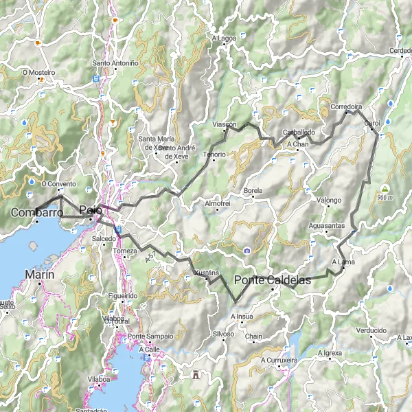 Miniatuurkaart van de fietsinspiratie "Rondrit naar Anafáns" in Galicia, Spain. Gemaakt door de Tarmacs.app fietsrouteplanner