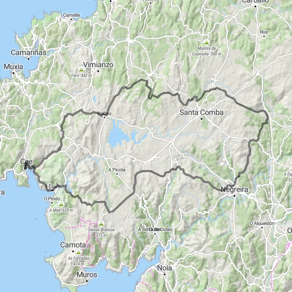 Miniaturní mapa "Silniční Výlet do Bembibre" inspirace pro cyklisty v oblasti Galicia, Spain. Vytvořeno pomocí plánovače tras Tarmacs.app