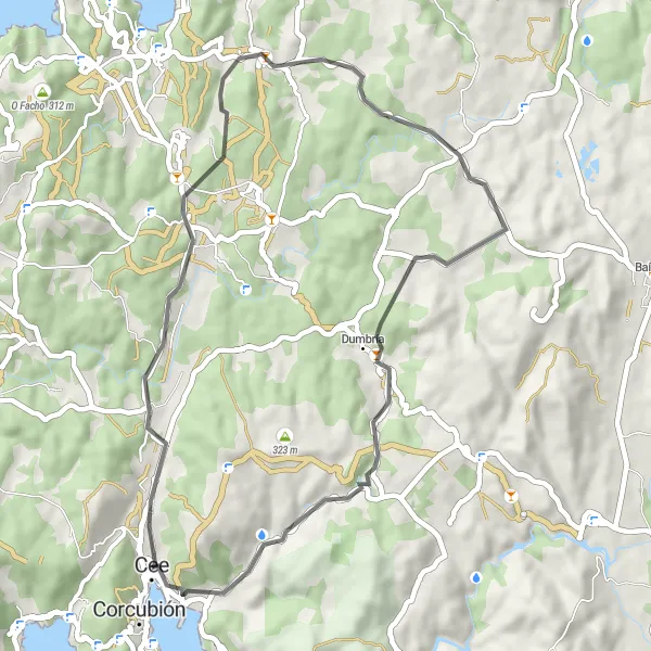 Map miniature of "Coastal Adventure" cycling inspiration in Galicia, Spain. Generated by Tarmacs.app cycling route planner