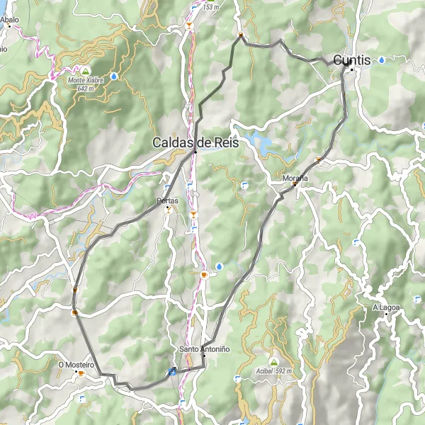 Miniatua del mapa de inspiración ciclista "Ruta de los Molinos y Fuentes" en Galicia, Spain. Generado por Tarmacs.app planificador de rutas ciclistas