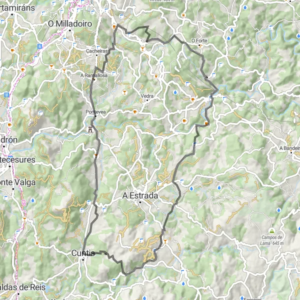Miniatua del mapa de inspiración ciclista "Excursión a la Ribera del Río" en Galicia, Spain. Generado por Tarmacs.app planificador de rutas ciclistas