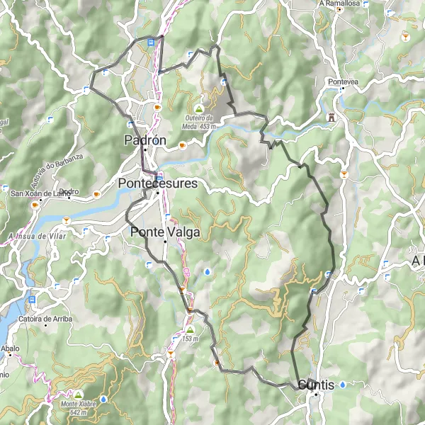 Miniatua del mapa de inspiración ciclista "Ruta de las Colinas Gallegas" en Galicia, Spain. Generado por Tarmacs.app planificador de rutas ciclistas