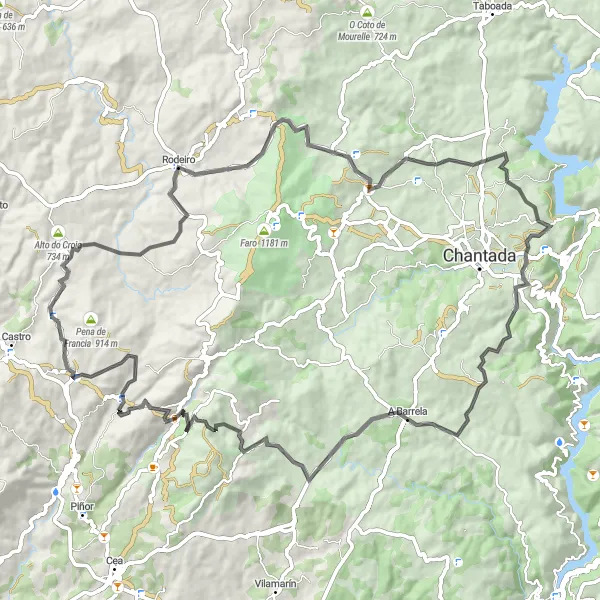 Karten-Miniaturansicht der Radinspiration "Rolling Hills Road Tour" in Galicia, Spain. Erstellt vom Tarmacs.app-Routenplaner für Radtouren