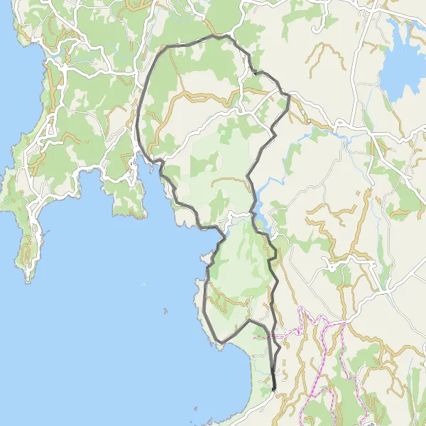 Miniaturní mapa "Okružní cesta kolem Ezaro" inspirace pro cyklisty v oblasti Galicia, Spain. Vytvořeno pomocí plánovače tras Tarmacs.app