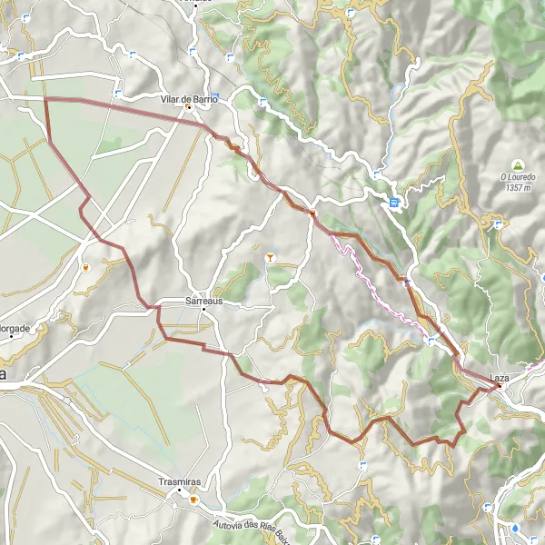 Miniatua del mapa de inspiración ciclista "Aventura gravélica en Souteliño y alrededores" en Galicia, Spain. Generado por Tarmacs.app planificador de rutas ciclistas