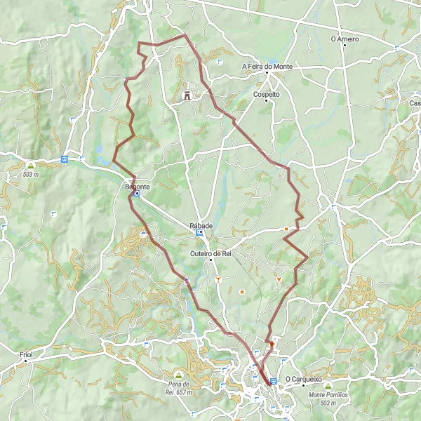 Miniatura mapy "Trasa rowerowa wzdłuż Lugo (Galicia, Hiszpania)" - trasy rowerowej w Galicia, Spain. Wygenerowane przez planer tras rowerowych Tarmacs.app